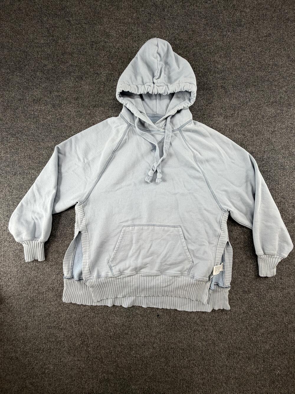Vintage American Eagle Hoodie Mens Medium Blue Fleece Pullover Zip Sides